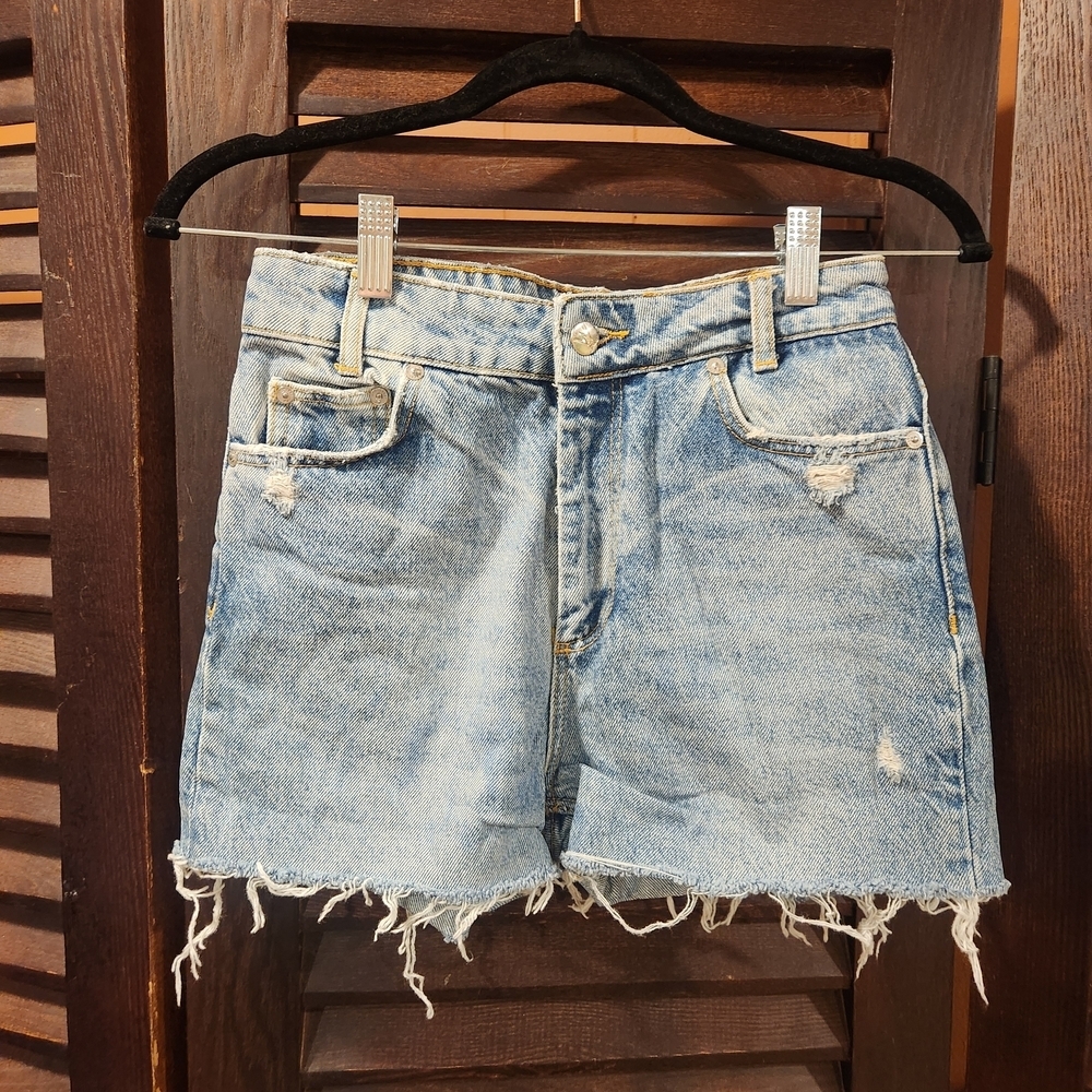 Zara Faded Blue Denim Shorts